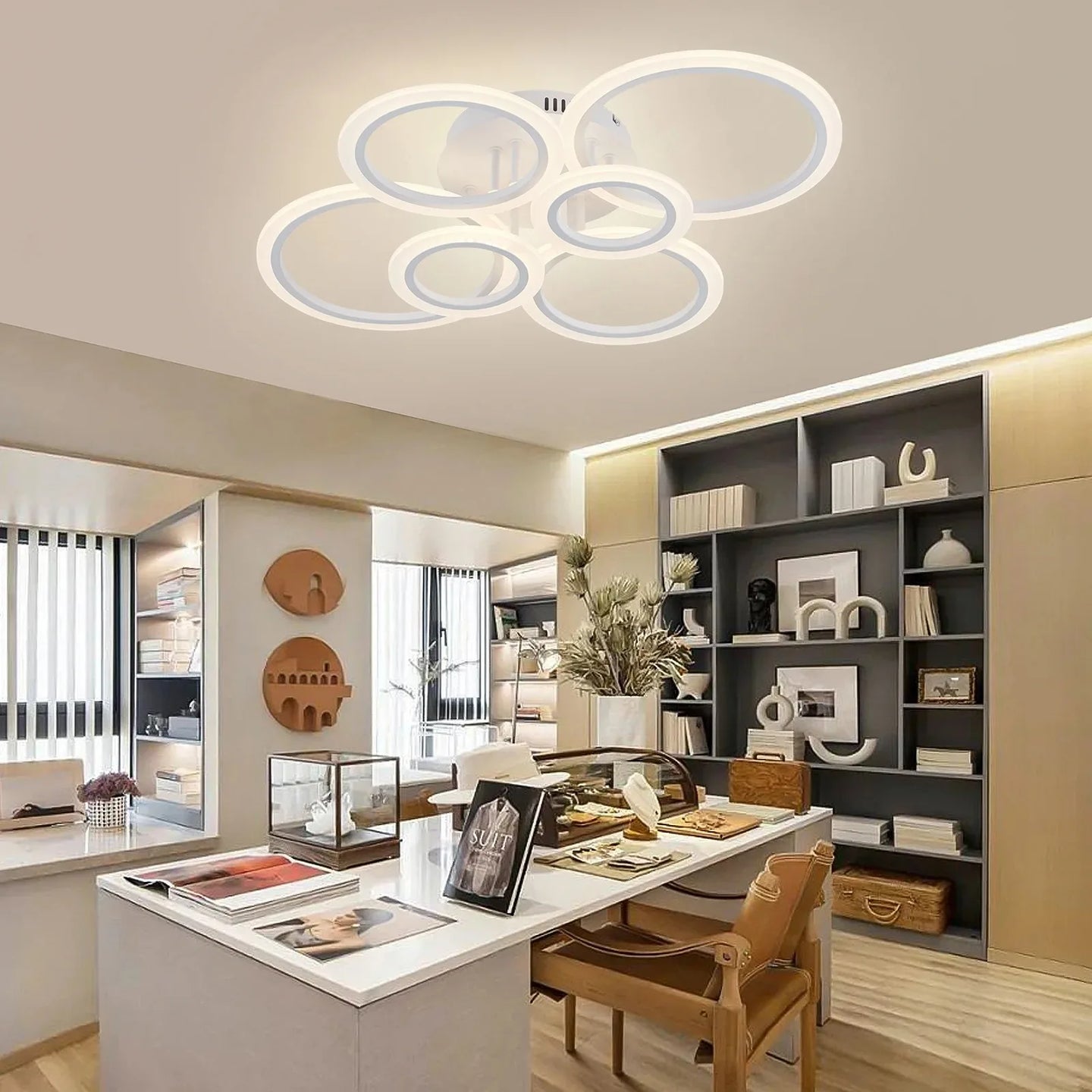 Prisma | Lustre LED avec 4 ou 6 Anneaux, Idéal pour Salon et Chambre - LUSTRINA