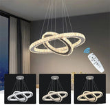 Lustre Célesta Circle | Lustre salon avec Cristaux K9 et acier Inoxydable pour ambiance épurée - LUSTRINA