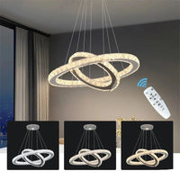 Lustre Célesta Circle | Lustre salon avec Cristaux K9 et acier Inoxydable pour ambiance épurée - LUSTRINA