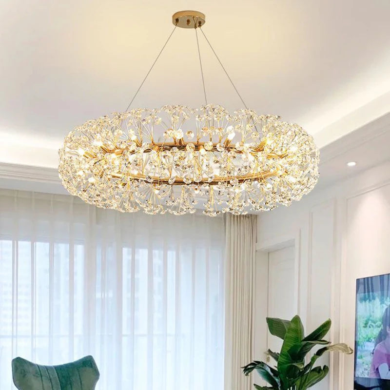 Lustre Européen Dandelion | Lustre Doré Premium pour Salon, Disponible en Deux Modèles - LUSTRINA
