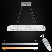 Lustre Célesta Circle | Lustre salon avec Cristaux K9 et acier Inoxydable pour ambiance épurée - LUSTRINA