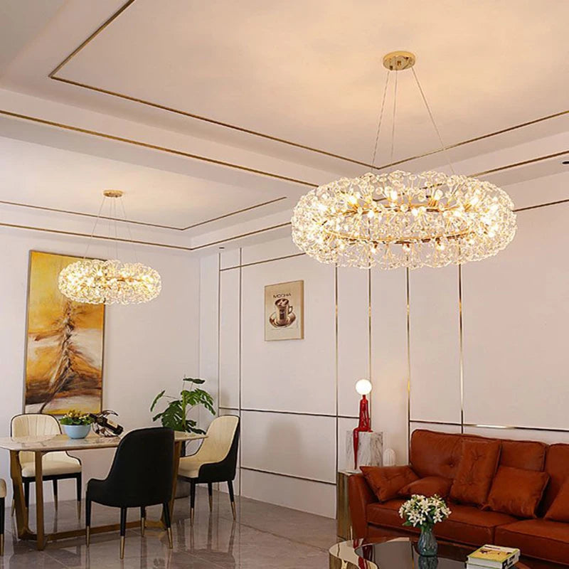 Lustre Européen Dandelion | Lustre Doré Premium pour Salon, Disponible en Deux Modèles - LUSTRINA