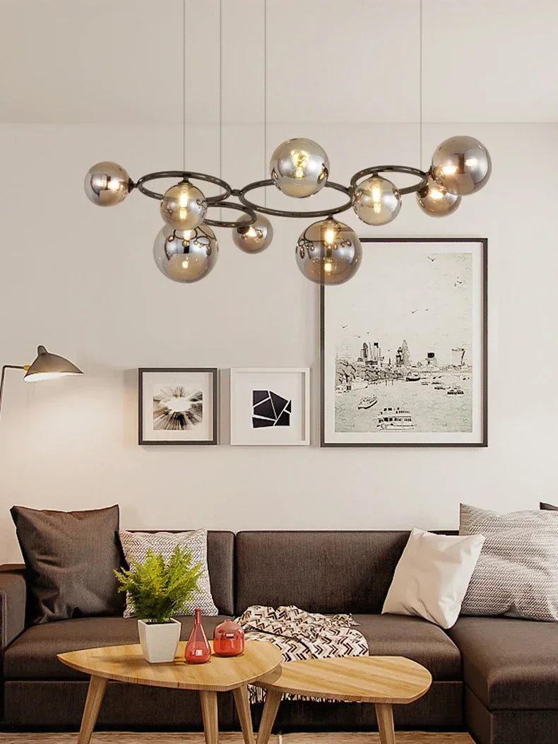 Lustre Magic Beans | Lustre Tendance en Verre Fumé pour Salon, Salle à Manger et Chambre - LUSTRINA