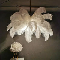 Plumes d’Autruche | Lustre Style Nordique en Plumes pour Salon et Chambre - LUSTRINA