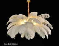 Plumes d’Autruche | Lustre Style Nordique en Plumes pour Salon et Chambre - LUSTRINA