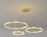 Anneaux d'Opale | Lustre salon design noir ou doré - LUSTRINA