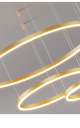 Anneaux d'Opale | Lustre salon design noir ou doré - LUSTRINA