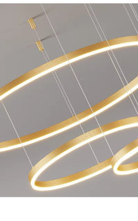 Anneaux d'Opale | Lustre salon design noir ou doré - LUSTRINA